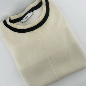 Vince Men's Colorblock Crewneck Sweater Beige Black‎ Wool Cotton Blend Size S